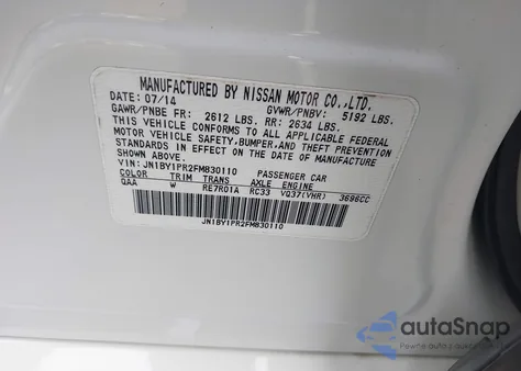 2015 Infiniti Q70L 3.7X из США, поврежденный, VIN JN1BY1PR2FM830110